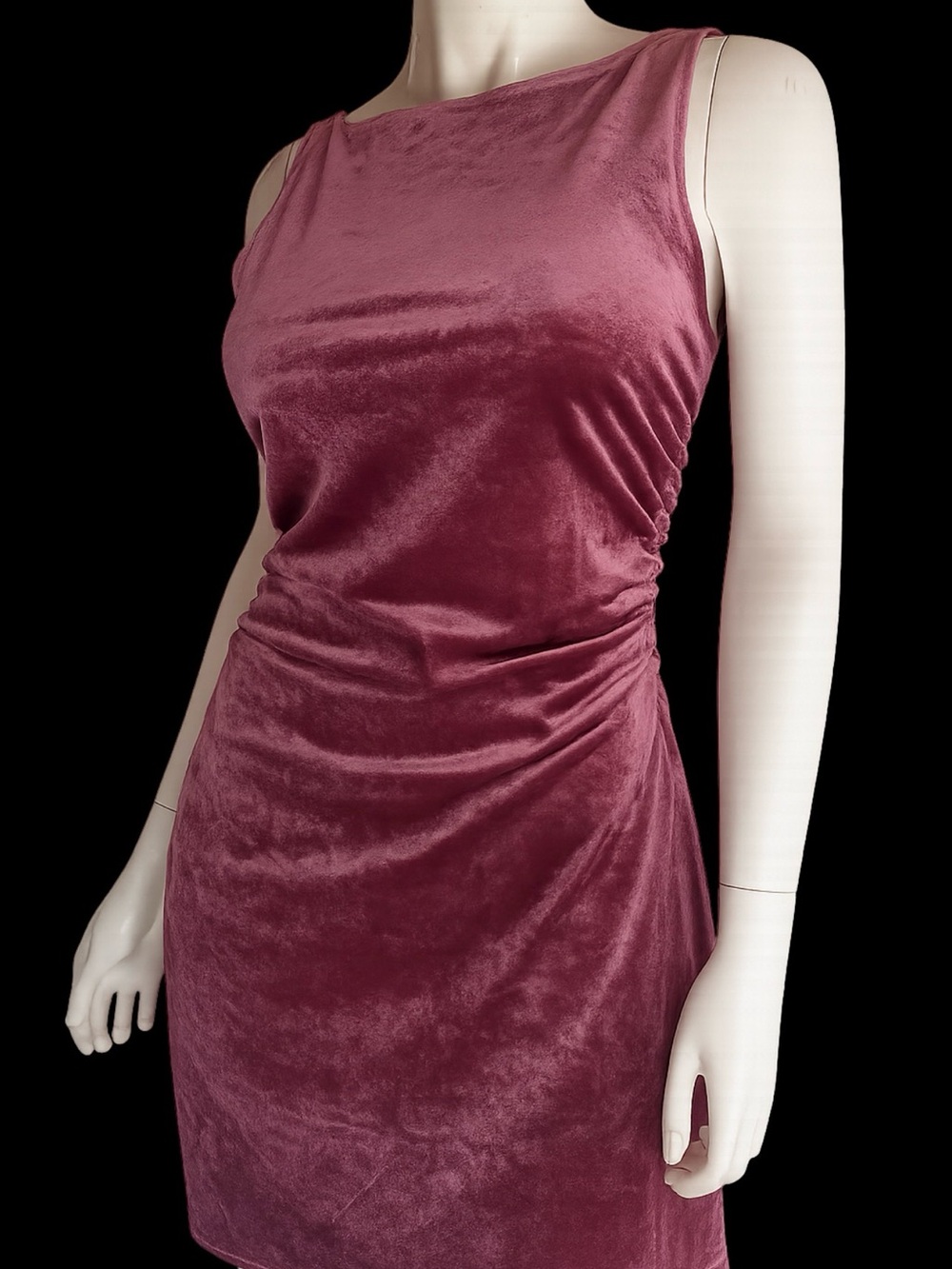 Wild Fable Mauve Velvet Ruched Mini Dress